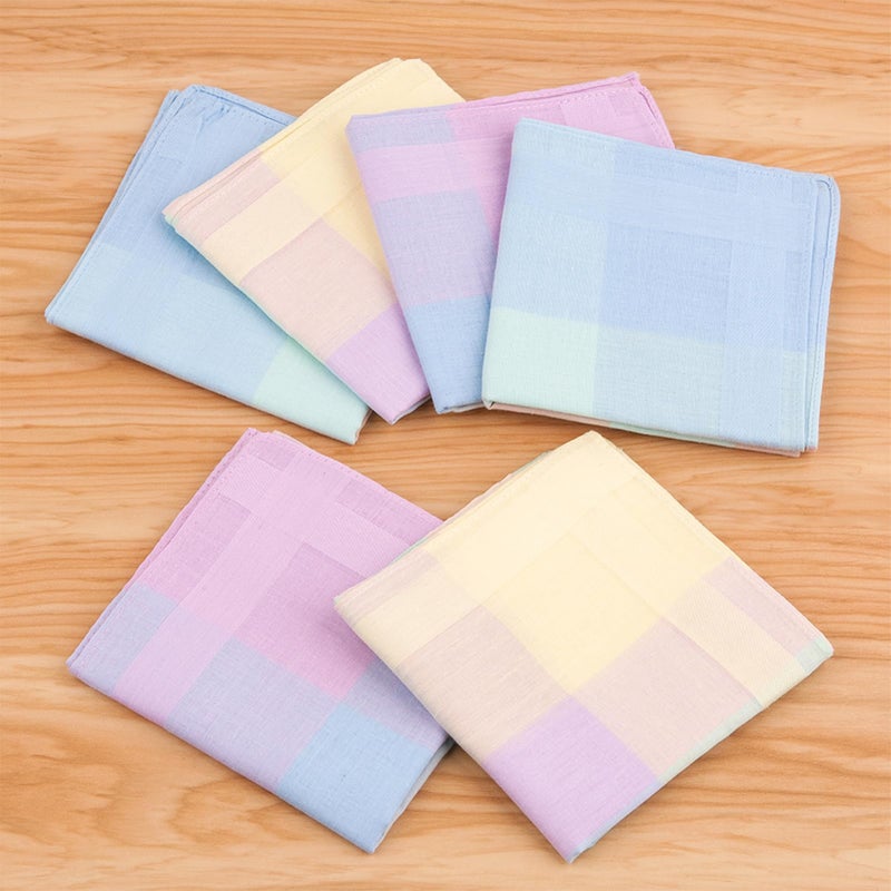 HOULIFE Handkerchiefs for Women, Soft Cotton Ladies Checkered Pattern Hankies with Stripe Candy Color 6/12PCS (Mixed 1-12 PCS) - Image 2